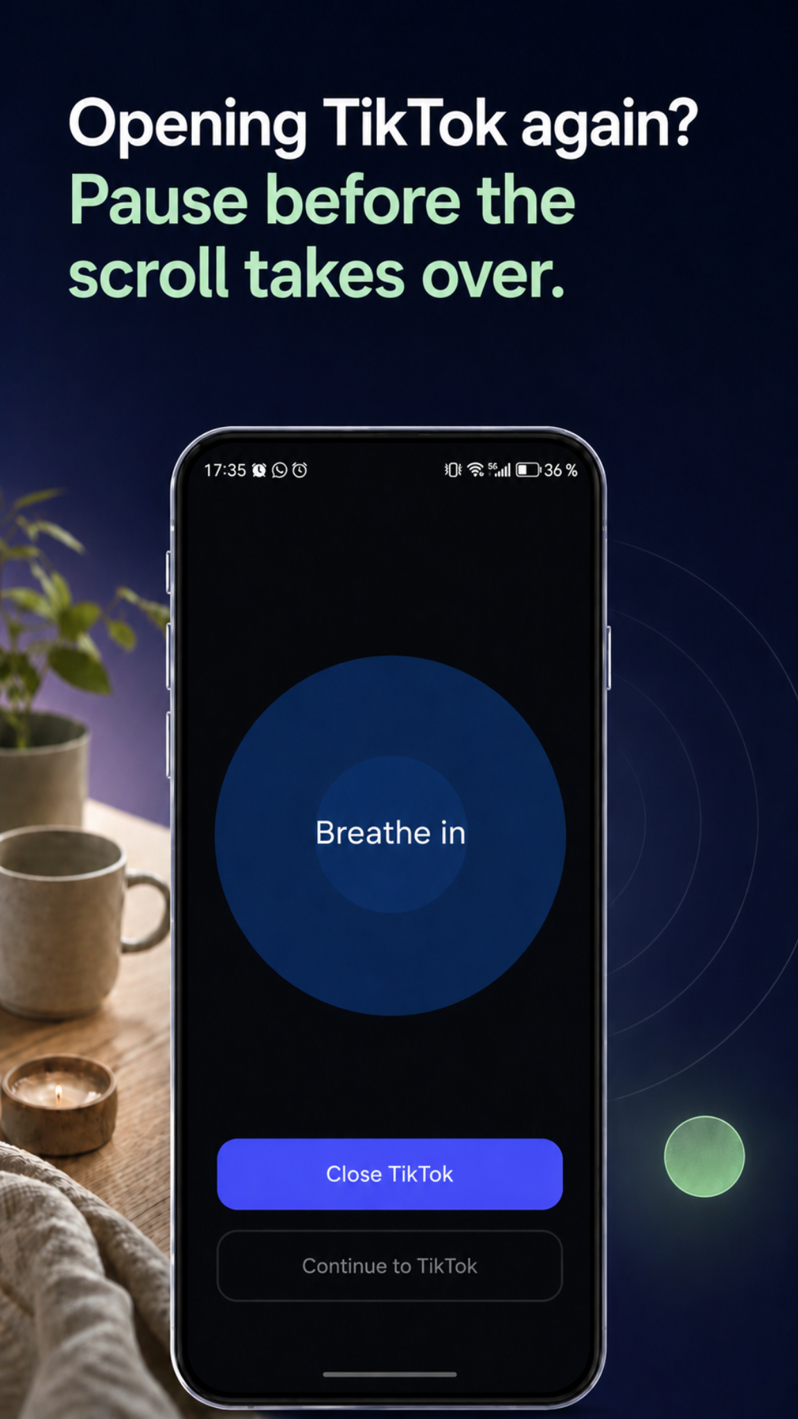 LoopCut pause screen before opening TikTok