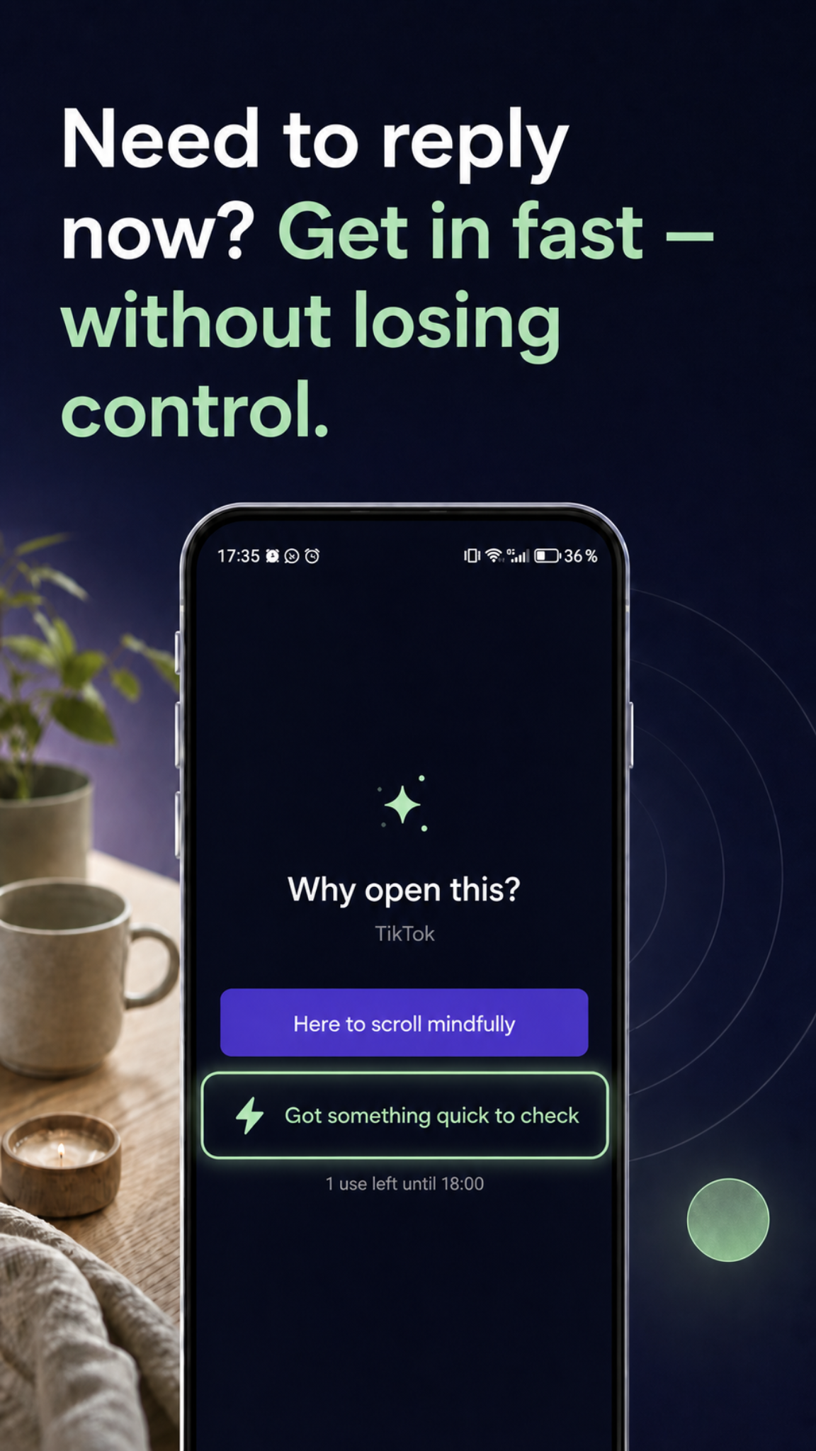 LoopCut Quick Task screen for urgent guarded app access